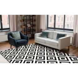 Dywan BCF Morad RUTA Romby, geometryczny - czarny / krem 60x110cm Dywan BCF Morad RUTA Romby, geometryczny - czarny / krem 60x110cm
