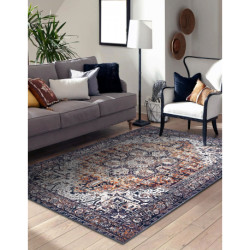 Dywan ANTIKA ancret sunset, nowoczesny ornament, do prania - granat / pomarańczowy 80x150cm