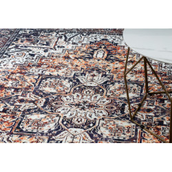 Dywan ANTIKA ancret sunset, nowoczesny ornament, do prania - granat / pomarańczowy 80x150cm