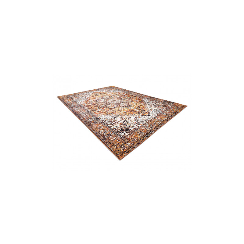 Dywan ANTIKA ancret honey, nowoczesny ornament, do prania - krem / pomarańczowy 80x150cm