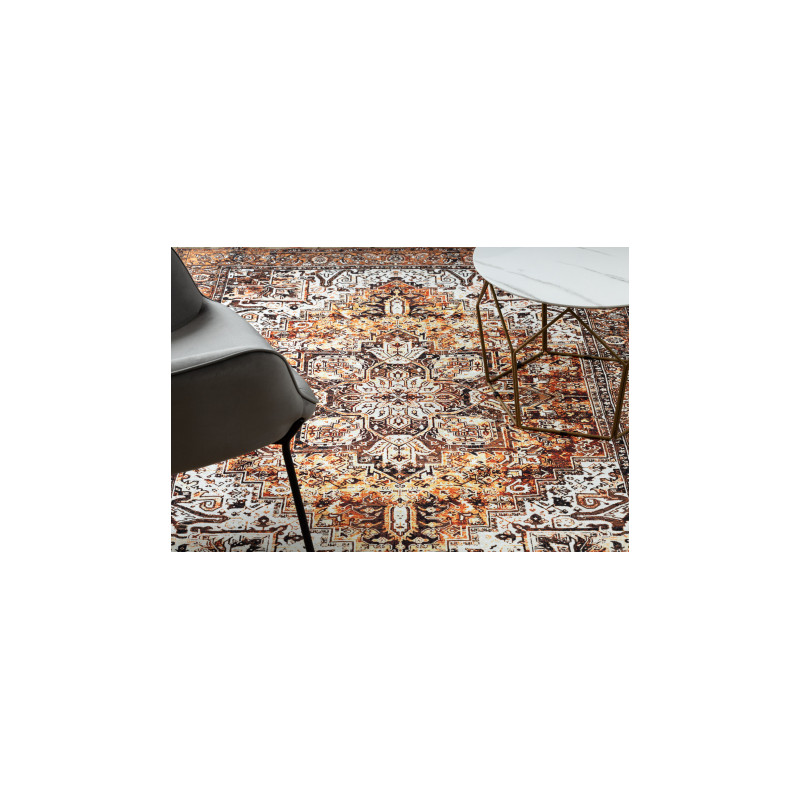 Dywan ANTIKA ancret honey, nowoczesny ornament, do prania - krem / pomarańczowy 160x220cm