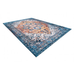Dywan ANTIKA ancret orangeblue, nowoczesny ornament, do prania - niebieski / pomarańczowy 160x220cm