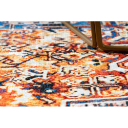 Dywan ANTIKA ancret orangeblue, nowoczesny ornament, do prania - niebieski / pomarańczowy 160x220cm