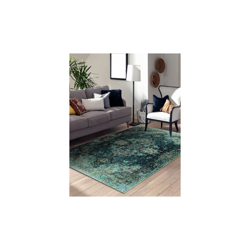 Dywan ANTIKA ancret oldcooper, nowoczesny ornament, do prania - zielony 80x150cm