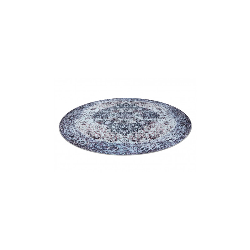 Dywan ANTIKA ancret washedstone, koło nowoczesny ornament, do prania - szary koło 200cm