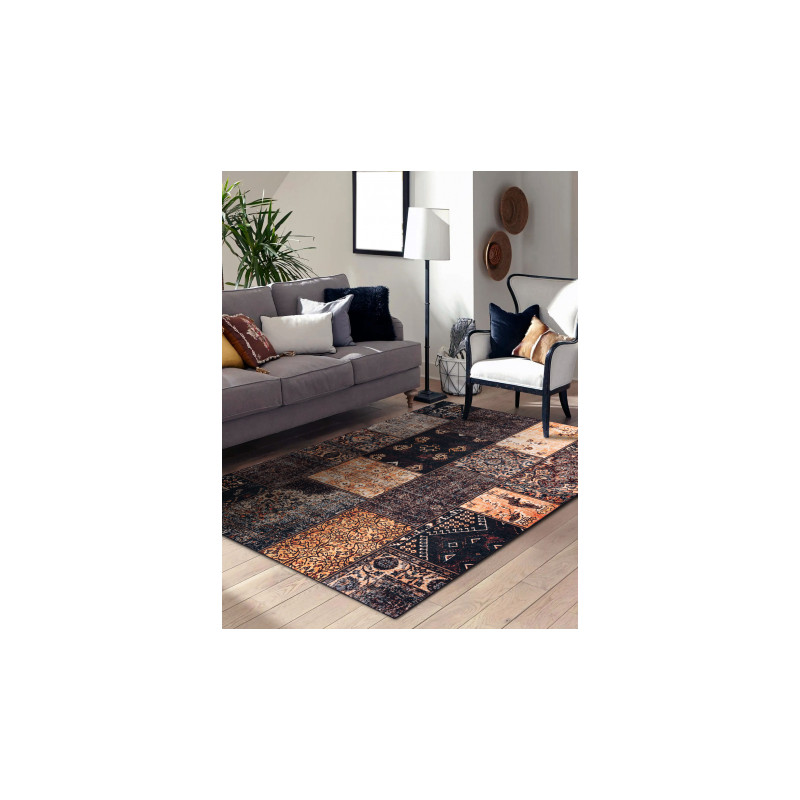 Dywan ANTIKA ancient chocolate, nowoczesny patchwork, grecki do prania - brązowy / terakota 120x170cm Dywan ANTIKA ancient chocolate, nowoczesny patchwork, grecki do prania - brązowy / terakota 120x170cm