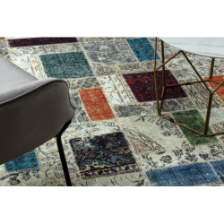 Dywan ANTIKA 109 tek, nowoczesny patchwork, grecki do prania - beż / szary 160x220cm