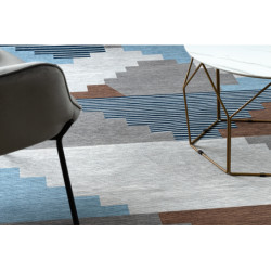 Dywan ANTIKA 124 tek, nowoczesny geometryczny do prania - beż / niebieski 80x150cm
