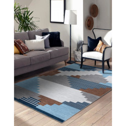 Dywan ANTIKA 124 tek, nowoczesny geometryczny do prania - beż / niebieski 120x170cm