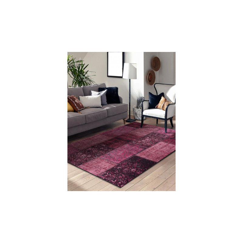Dywan ANTIKA 127 tek, nowoczesny patchwork, grecki do prania - róż 160x220cm