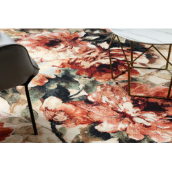 Dywan ANTIKA 24 tek, nowoczesny liście, kwiaty do prania - terakota 80x150cm Dywan ANTIKA 24 tek, nowoczesny liście, kwiaty do prania - terakota 80x150cm
