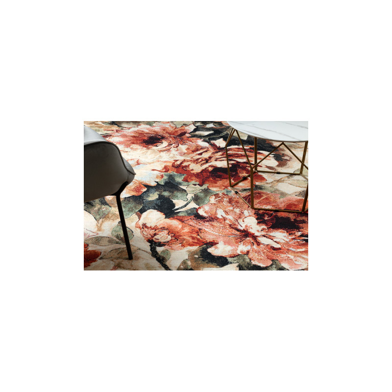 Dywan ANTIKA 24 tek, nowoczesny liście, kwiaty do prania - terakota 80x150cm Dywan ANTIKA 24 tek, nowoczesny liście, kwiaty do prania - terakota 80x150cm