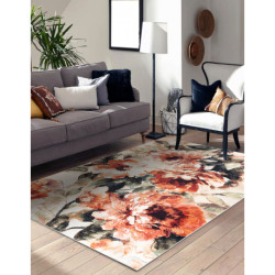 Dywan ANTIKA 24 tek, nowoczesny liście, kwiaty do prania - terakota 160x220cm Dywan ANTIKA 24 tek, nowoczesny liście, kwiaty do prania - terakota 160x220cm