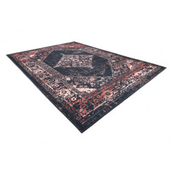 Dywan ANTIKA 120 tek, nowoczesny ornament, do prania - czarny / terakota 80x150cm