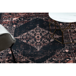 Dywan ANTIKA 120 tek, nowoczesny ornament, do prania - czarny / terakota 120x170cm