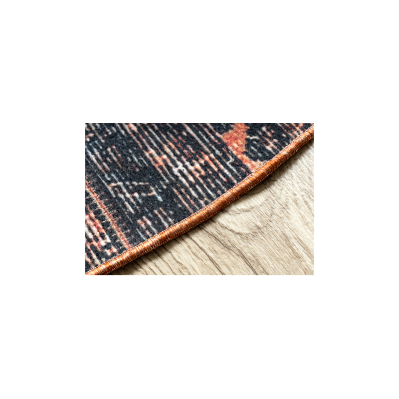 Dywan ANTIKA ancient chocolate, koło nowoczesny patchwork, grecki do prania - czarny / terakota koło 160cm Dywan ANTIKA ancient chocolate, koło nowoczesny patchwork, grecki do prania - czarny / terakota koło 160cm