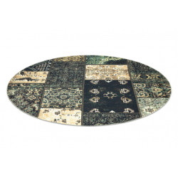Dywan ANTIKA ancient olive, koło nowoczesny patchwork, grecki do prania - zielony koło 200cm