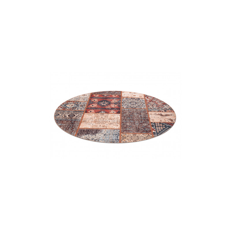 Dywan ANTIKA ancient rust, koło nowoczesny patchwork, grecki do prania - terakota koło 120cm Dywan ANTIKA ancient rust, koło nowoczesny patchwork, grecki do prania - terakota koło 120cm