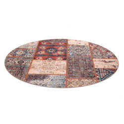 Dywan ANTIKA ancient rust, koło nowoczesny patchwork, grecki do prania - terakota koło 160cm