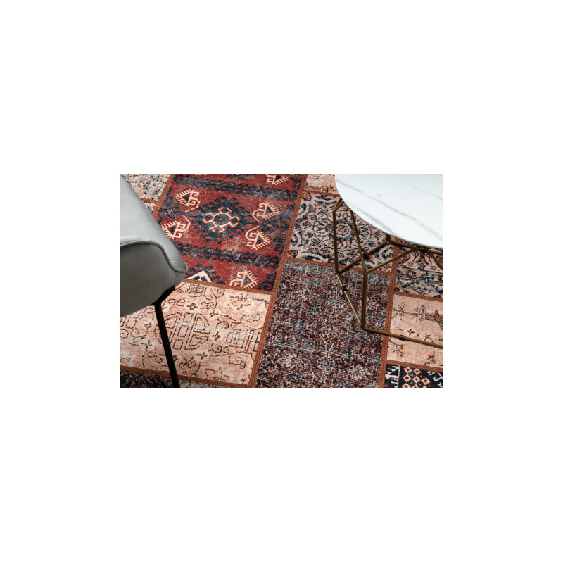 Dywan ANTIKA ancient rust, koło nowoczesny patchwork, grecki do prania - terakota koło 200cm