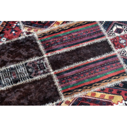 Dywan do prania ANDRE 2305 Orientalny patchwork, antypoślizgowy - bordo / brązowy 80x150cm