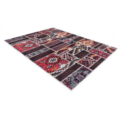 Dywan do prania ANDRE 2305 Orientalny patchwork, antypoślizgowy - bordo / brązowy 160x220cm