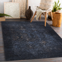 Dywan do prania ANDRE 1058 Ornament, vintage antypoślizgowy - czarny / niebieski 120x170cm