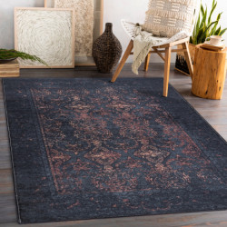 Dywan do prania ANDRE 1013 Ornament, vintage antypoślizgowy - czarny / terakota 80x150cm Dywan do prania ANDRE 1013 Ornament, vintage antypoślizgowy - czarny / terakota 80x150cm