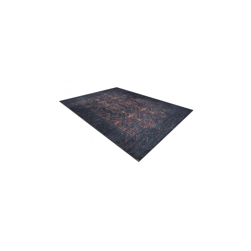 Dywan do prania ANDRE 1013 Ornament, vintage antypoślizgowy - czarny / terakota 160x220cm