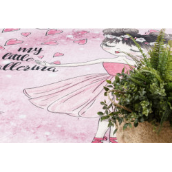 Dywan do prania BAMBINO 2185 Balerina, kotek dla dzieci, antypoślizgowy - różowy 80x150cm Dywan do prania BAMBINO 2185 Balerina, kotek dla dzieci, antypoślizgowy - różowy 80x150cm