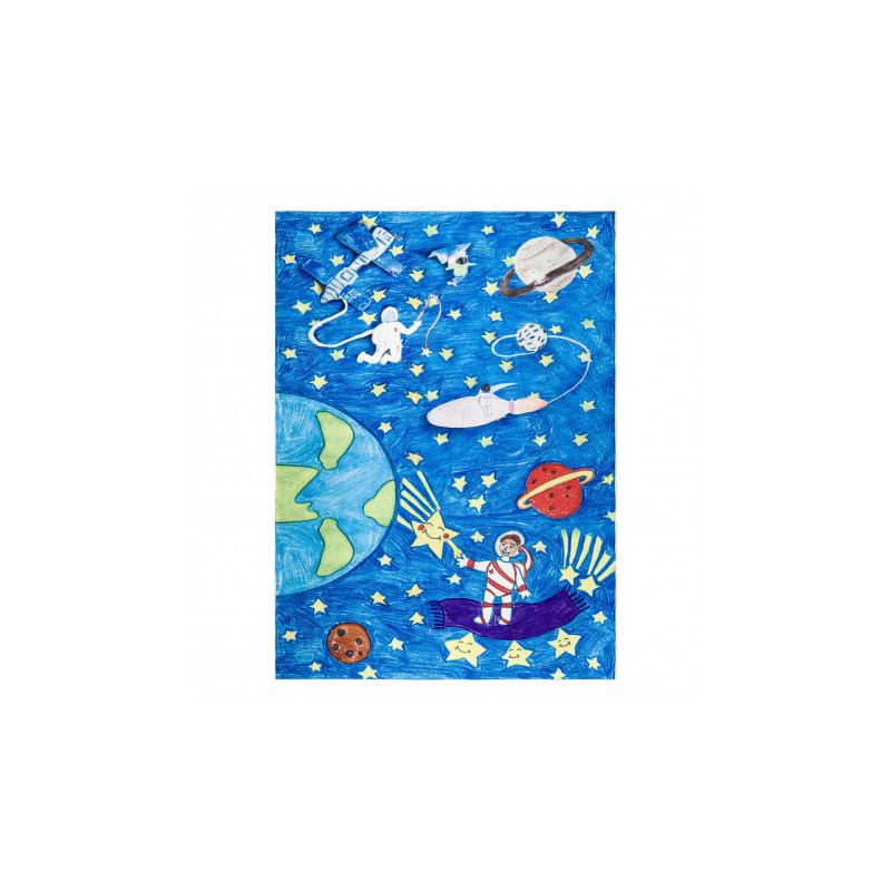 Dywan do prania BAMBINO 2265 Kosmos, rakieta dla dzieci, antypoślizgowy - niebieski 80x150cm Dywan do prania BAMBINO 2265 Kosmos, rakieta dla dzieci, antypoślizgowy - niebieski 80x150cm