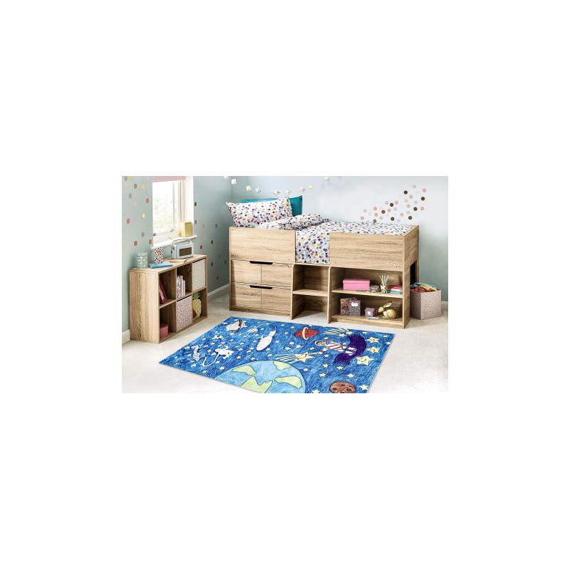 Dywan do prania BAMBINO 2265 Kosmos, rakieta dla dzieci, antypoślizgowy - niebieski 140x190cm Dywan do prania BAMBINO 2265 Kosmos, rakieta dla dzieci, antypoślizgowy - niebieski 140x190cm