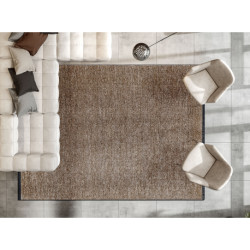 Dywan FLORENCE 24021 Jednolity, glamour, płasko tkany, frędzle - ciemny beż 155x220cm