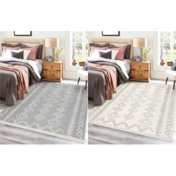 Dywan TWIN 23000 Boho, bawełna, dwustronny, romby Ekologiczny frędzle - szary / krem 100x200cm