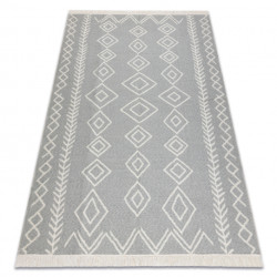 Dywan TWIN 23000 Boho, bawełna, dwustronny, romby Ekologiczny frędzle - szary / krem 200x290cm