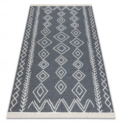 Dywan TWIN 23000 Boho, bawełna, dwustronny, romby Ekologiczny frędzle - antracyt / krem 100x200cm