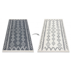Dywan TWIN 23000 Boho, bawełna, dwustronny, romby Ekologiczny frędzle - antracyt / krem 100x200cm