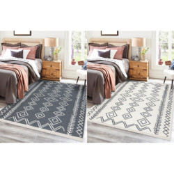 Dywan TWIN 23000 Boho, bawełna, dwustronny, romby Ekologiczny frędzle - antracyt / krem 160x220cm