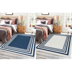 Dywan TWIN 22990 Ramka bawełna, dwustronny Ekologiczny frędzle - granat / krem 60x90cm Dywan TWIN 22990 Ramka bawełna, dwustronny Ekologiczny frędzle - granat / krem 60x90cm