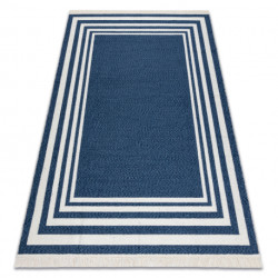 Dywan TWIN 22990 Ramka bawełna, dwustronny Ekologiczny frędzle - granat / krem 180x270cm