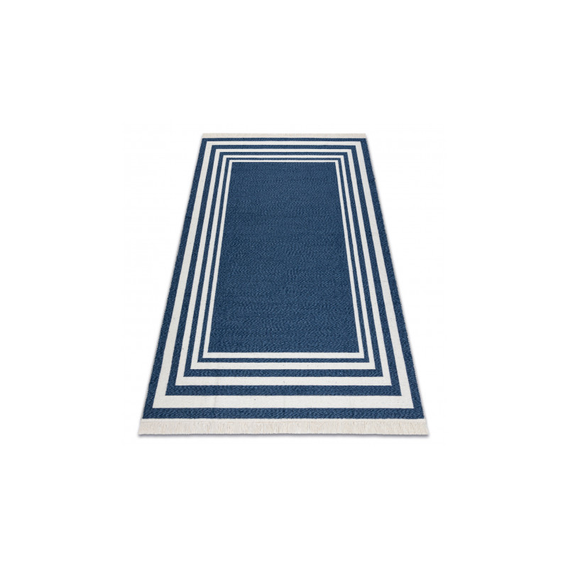 Dywan TWIN 22990 Ramka bawełna, dwustronny Ekologiczny frędzle - granat / krem 180x270cm Dywan TWIN 22990 Ramka bawełna, dwustronny Ekologiczny frędzle - granat / krem 180x270cm