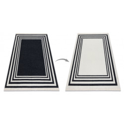 Dywan TWIN 22990 Ramka bawełna, dwustronny Ekologiczny frędzle - czarny / krem 80x150cm
