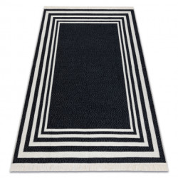 Dywan TWIN 22990 Ramka bawełna, dwustronny Ekologiczny frędzle - czarny / krem 100x200cm