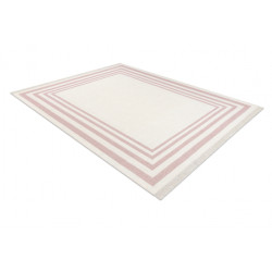 Dywan TWIN 22990 Ramka bawełna, dwustronny, Ekologiczny frędzle - różowy / krem 160x220cm