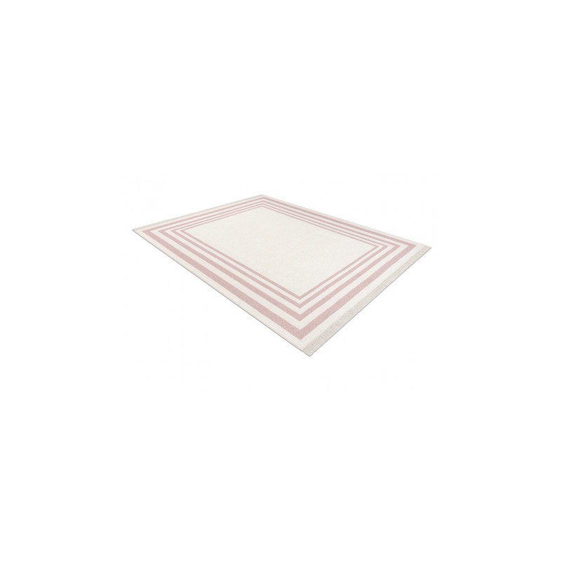 Dywan TWIN 22990 Ramka bawełna, dwustronny, Ekologiczny frędzle - różowy / krem 160x220cm