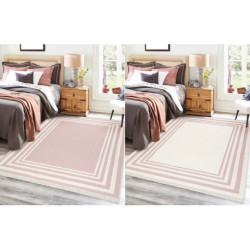 Dywan TWIN 22990 Ramka bawełna, dwustronny, Ekologiczny frędzle - różowy / krem 180x270cm