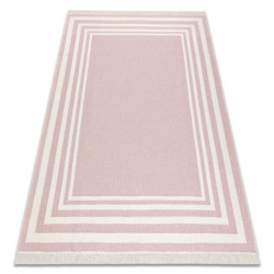 Dywan TWIN 22990 Ramka bawełna, dwustronny, Ekologiczny frędzle - różowy / krem 200x290cm