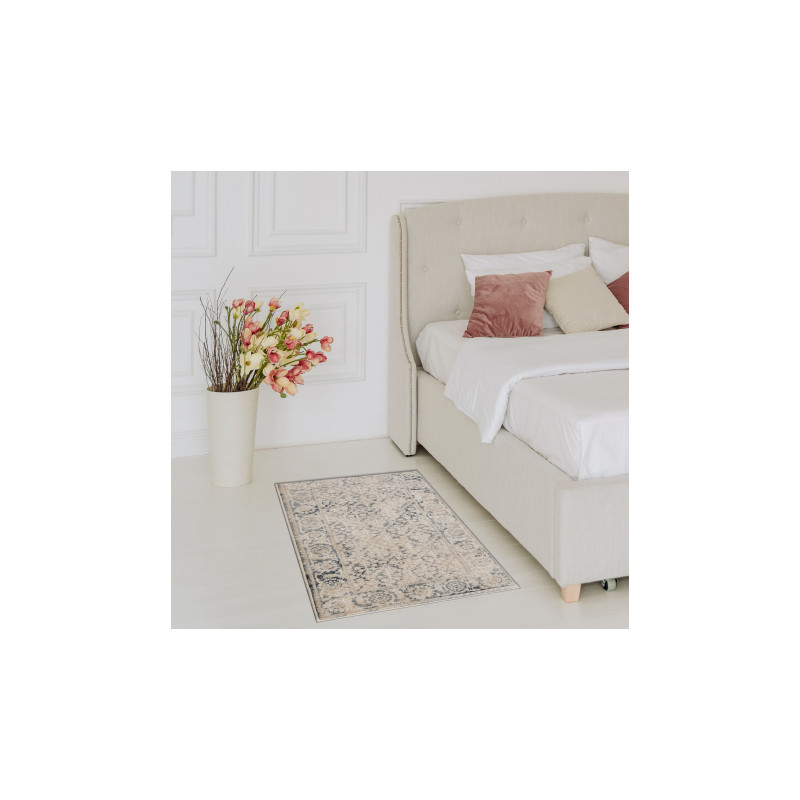 Dywan NAIN Ramka ornament vintage 68981/50955 beż / granat 80x150cm Dywan NAIN Ramka ornament vintage 68981/50955 beż / granat 80x150cm