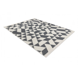 Dywan TWIN 22992 Geometryczny, bawełna, dwustronny Ekologiczny frędzle - antracyt / krem 80x150cm