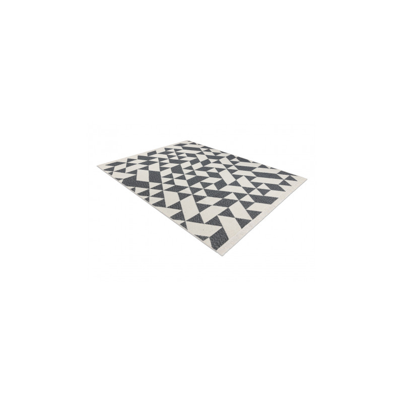 Dywan TWIN 22992 Geometryczny, bawełna, dwustronny Ekologiczny frędzle - antracyt / krem 80x150cm